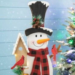 Glitzhome® 36'' Lighted Wooden Snowman Porch Décor -Northlight Shop D652321S 5
