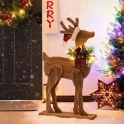 Glitzhome® 36'' Chunky Wood Reindeer Porch Décor -Northlight Shop D652324S 2