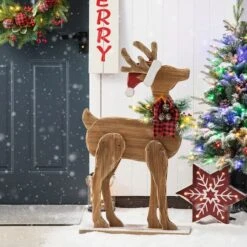 Glitzhome® 36'' Chunky Wood Reindeer Porch Décor -Northlight Shop D652324S 3