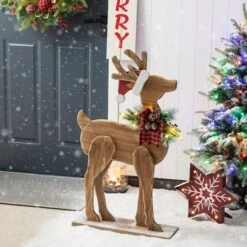 Glitzhome® 36'' Chunky Wood Reindeer Porch Décor -Northlight Shop D652324S 5