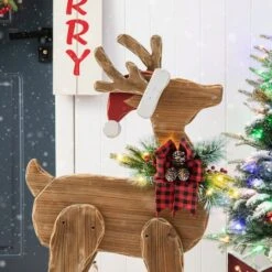 Glitzhome® 36'' Chunky Wood Reindeer Porch Décor -Northlight Shop D652324S 7