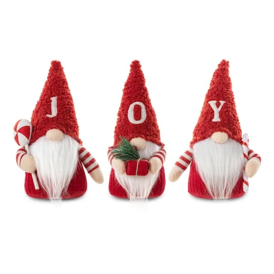 Glitzhome® JOY Christmas Gnome Fabric Décor, 3ct. 1 Glitzhome® JOY Christmas Gnome Fabric Décor, 3ct.