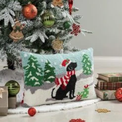 Glitzhome® Hooked Christmas Dog Pillow -Northlight Shop D652353S 2
