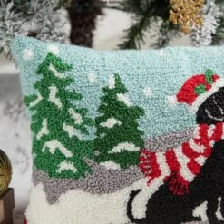 Glitzhome® Hooked Christmas Dog Pillow -Northlight Shop D652353S 3