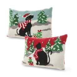 Glitzhome® Hooked Christmas Cat & Dog Pillows, 2ct. -Northlight Shop D652354S 4