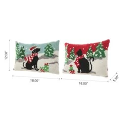 Glitzhome® Hooked Christmas Cat & Dog Pillows, 2ct. -Northlight Shop D652354S 5