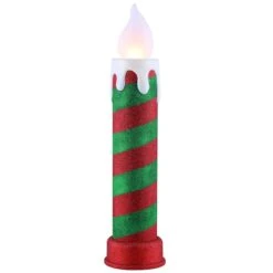 24" Red & Green Blow Mold Stripe Candle