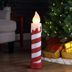 24" Red & White Blow Mold Stripe Candle 5 24" Red & White Blow Mold Stripe Candle -Northlight Shop D657829S 2