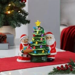 9.25" Santa & Mrs. Claus Nostalgic Tree 5 9.25" Santa & Mrs. Claus Nostalgic Tree -Northlight Shop D657854S 2