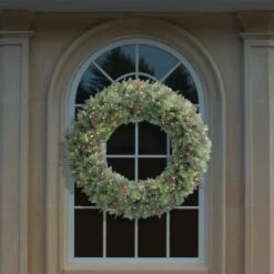 6ft. Pre-Lit LED Rocky Mountain Spruce Wreath -Northlight Shop D659627S 3