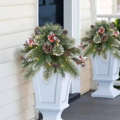 18" Pre-Lit LED Snowy Urn Filler -Northlight Shop D659672S 4