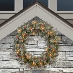 48" Pre-Lit Glittery Wreath 7 48" Pre-Lit Glittery Wreath -Northlight Shop D659715S 3