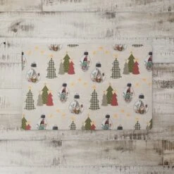 Cream Tree & Globe Pattern Floor Mat -Northlight Shop D662409S 2