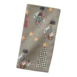 Gray Tree & Globe Pattern Cotton Twill Napkin 6 Gray Tree & Globe Pattern Cotton Twill Napkin -Northlight Shop D662420S 2