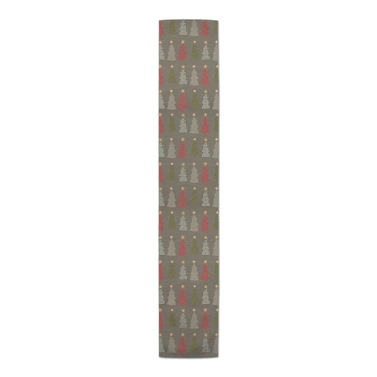 90" Gray Tree Pattern Cotton Twill Runner 4 90" Gray Tree Pattern Cotton Twill Runner - Image 4