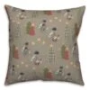 Gray Tree & Globe Pattern Throw Pillow