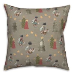 Gray Tree & Globe Pattern Throw Pillow -Northlight Shop D662497S 2