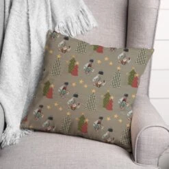 Gray Tree & Globe Pattern Throw Pillow -Northlight Shop D662497S 3