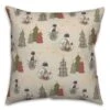Cream Tree & Globe Pattern Throw Pillow