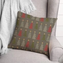 Gray Tree Pattern Throw Pillow -Northlight Shop D662504S 3