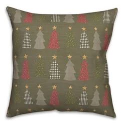 Green Tree Pattern Throw Pillow -Northlight Shop D662505S 1 1