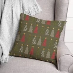 Green Tree Pattern Throw Pillow -Northlight Shop D662505S 3
