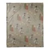 Gray Tree & Globe Pattern Coral Fleece Blanket