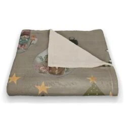 Gray Tree & Globe Pattern Coral Fleece Blanket -Northlight Shop D662522S 2