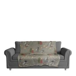 Gray Tree & Globe Pattern Coral Fleece Blanket -Northlight Shop D662522S 3