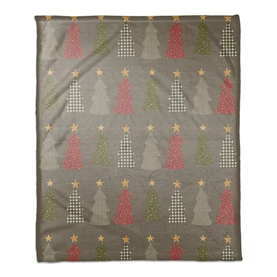 Gray Tree Pattern Coral Fleece Blanket 1 Gray Tree Pattern Coral Fleece Blanket