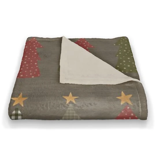 Gray Tree Pattern Coral Fleece Blanket 3 Gray Tree Pattern Coral Fleece Blanket - Image 3