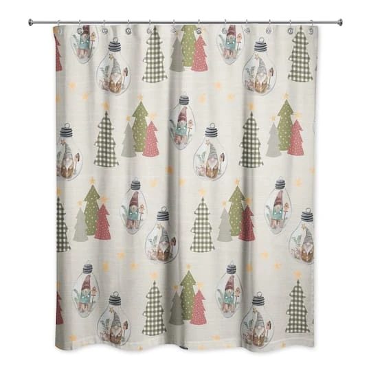 Cream Tree & Globe Pattern Shower Curtain 1 Cream Tree & Globe Pattern Shower Curtain