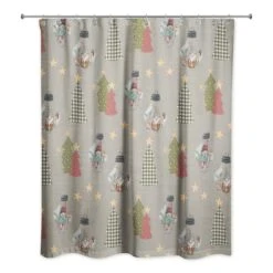 Gray Tree And Globe Pattern Shower Curtain -Northlight Shop D662557S 1 1