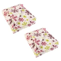 DII® Holiday 2-Pack Snowflake Plush Fleece Blanket -Northlight Shop D662962S 1 1