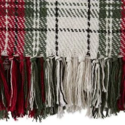 DII® Christmas Plaid Recycled Cotton Throw -Northlight Shop D663089S 3