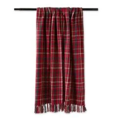 DII® Tartan Holly Plaid Recycled Cotton Throw -Northlight Shop D663091S 2