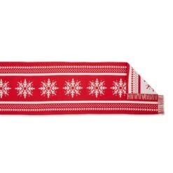 DII® 72" Nordic Snowflake Stripe Jacquard Table Runner -Northlight Shop D666458S 2