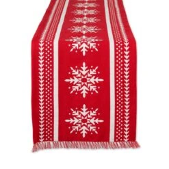 DII® 72" Nordic Snowflake Stripe Jacquard Table Runner -Northlight Shop D666458S 4