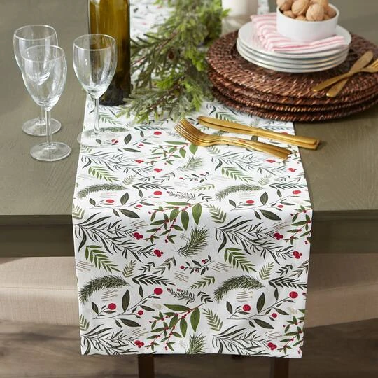 DII® 108" Holiday Sprigs Printed Table Runner 4 DII® 108" Holiday Sprigs Printed Table Runner - Image 4