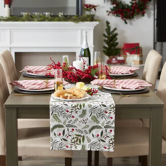 DII® 108" Holiday Sprigs Printed Table Runner 5 DII® 108" Holiday Sprigs Printed Table Runner - Image 5