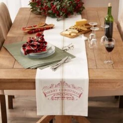 DII® 108" Merry Christmas Printed Table Runner -Northlight Shop D666772S 5