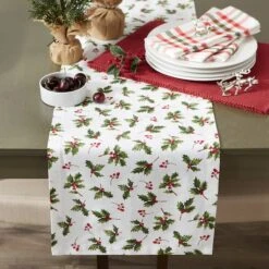 DII® 72" Holly Heritage Table Runner 10 DII® 72" Holly Heritage Table Runner -Northlight Shop D666776S 4