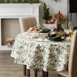 DII® 70" Heritage Holiday Sprigs Printed Tablecloth -Northlight Shop D666782S 2