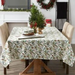 DII® 70" Heritage Holiday Sprigs Printed Tablecloth -Northlight Shop D666782S 4