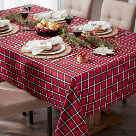 DII® 52" Glad Tidings Plaid Tablecloth 5 DII® 52" Glad Tidings Plaid Tablecloth - Image 5