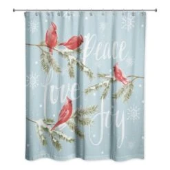 Peace Love Joy Cardinals Shower Curtain -Northlight Shop D673243S 2