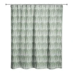 Sage Christmas Tree Pattern Shower Curtain 5 Sage Christmas Tree Pattern Shower Curtain -Northlight Shop D673244S 2
