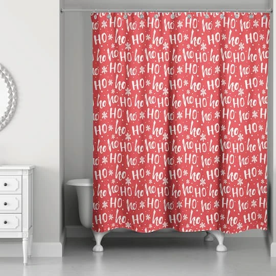 Ho Ho Ho Pattern Shower Curtain 2 Ho Ho Ho Pattern Shower Curtain - Image 2