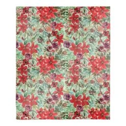 Holiday Blooms Pattern Sherpa Fleece Blanket