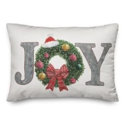 Joy Wreath Indoor/Outdoor Pillow 6 Joy Wreath Indoor/Outdoor Pillow -Northlight Shop D673257S 2